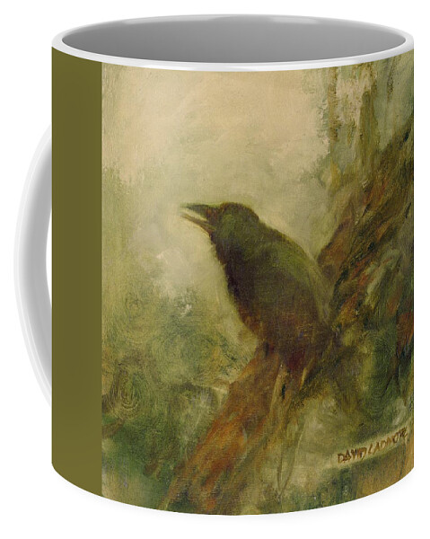 Crow Coffee Mug featuring the painting Crow 14 by David Ladmore