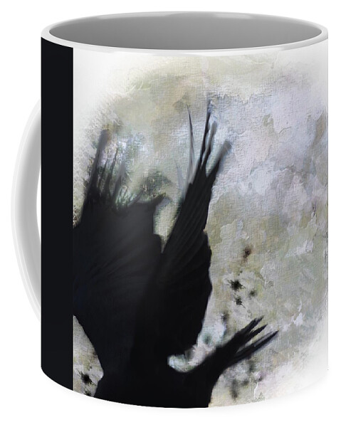  Coffee Mug featuring the photograph Crow Fly by Stoney Lawrentz
