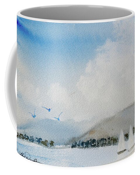 Beautiful Coffee Mug featuring the painting Cruising in Company along the Tasmania coast by Dorothy Darden