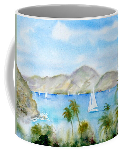 Caribbean Coffee Mug featuring the painting Cruising in the Caribbean by Diane Kirk