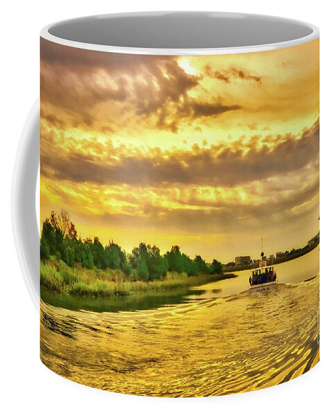 Sunrise Pictures Coffee Mug featuring the photograph Cruising Out Of Murrells Inlet by Mel Steinhauer