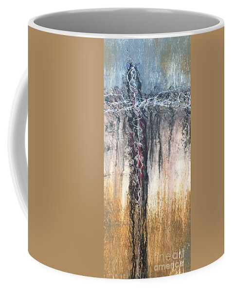 Abstract Coffee Mug featuring the painting Crux 1 by Linda Cranston