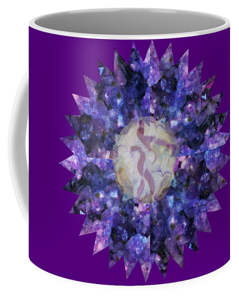 Amethyst Coffee Mug featuring the mixed media Crystal Magic Mandala by Leanne Seymour
