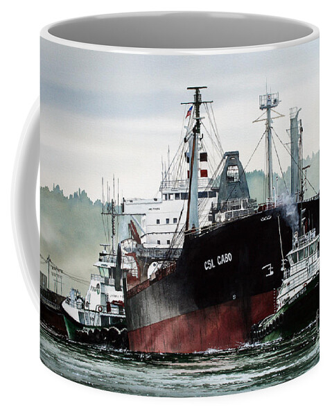 Tugs Coffee Mug featuring the painting CSL CABO Tug Assist by James Williamson