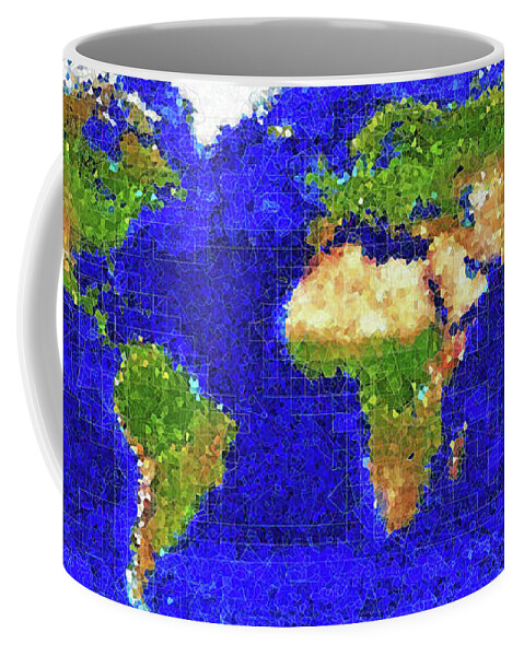 Map Coffee Mug featuring the photograph Cubist World Map by Frans Blok