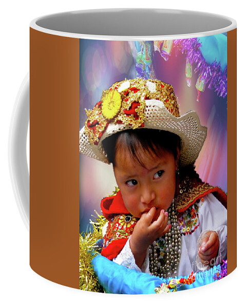 Girl Coffee Mug featuring the photograph Cuenca Kids 1056 by Al Bourassa