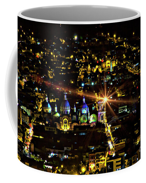 El Centro Coffee Mug featuring the photograph Cuenca's Historic District At Night by Al Bourassa