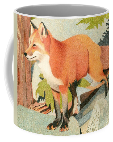 Art Coffee Mug featuring the drawing Curious Red Fox by Dan Miller