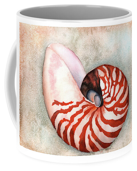 Nautilus Coffee Mug featuring the painting Curled Nautilus by Hilda Wagner
