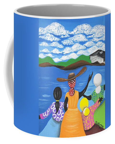 Clouds Coffee Mug featuring the painting Current Friends by Patricia Sabreee