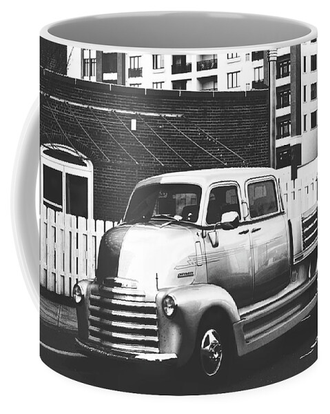Terry D Photography Coffee Mug featuring the photograph Custom Chevy Asbury Park NJ Black and White by Terry DeLuco