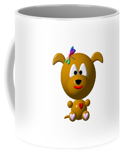 Dogs Coffee Mug featuring the digital art Cute Dog with Dragonfly by Rose Santuci-Sofranko