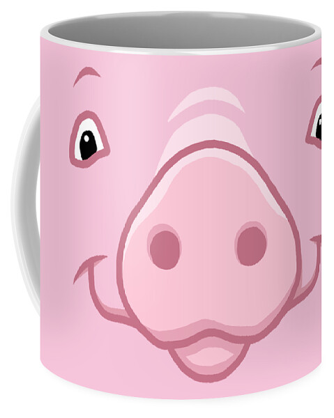 Pink Pig Coffee Mug featuring the painting Cute Happy Pink Pig Big Face by Crista Forest