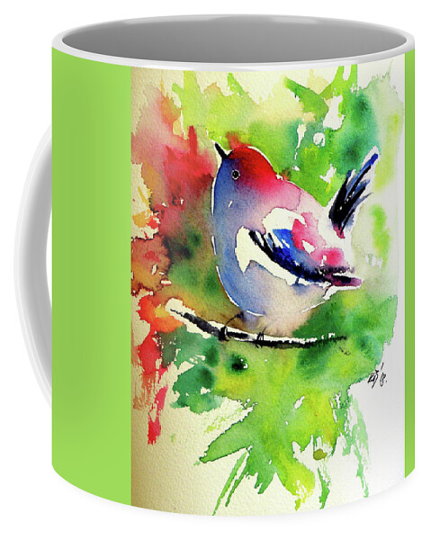 Bird Coffee Mug featuring the painting Cute little bird III by Kovacs Anna Brigitta