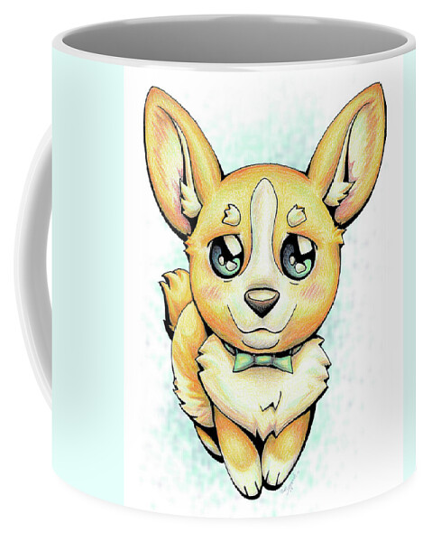 Puppy Coffee Mug featuring the drawing CUTIE Corgi by Sipporah Art and Illustration