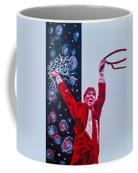 Jim Valvano Coffee Mug featuring the painting Cutting Down The Net - Jimmy V by Joel Tesch