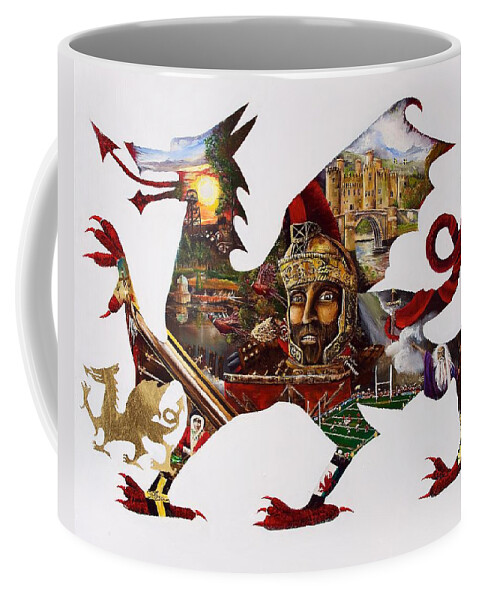 Wales. Coffee Mug featuring the painting Cymra Dragon by John Palliser
