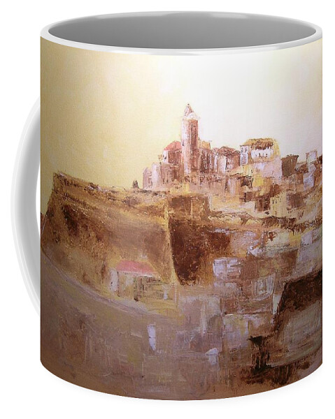 Original Cityscpae Coffee Mug featuring the painting D Alt Vila Ibiza Old Town by Lizzy Forrester
