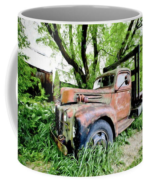 Landscape Coffee Mug featuring the photograph Dads Old Flatbed Truck. by James Steele