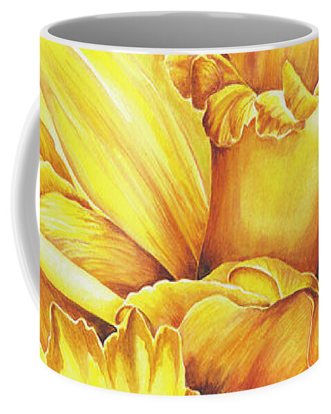 Floral Coffee Mug featuring the painting Daffodil Drama by Lori Taylor