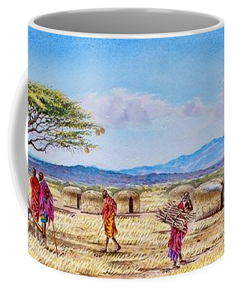 Africa Coffee Mug featuring the painting Daily Life by Joseph Thiongo