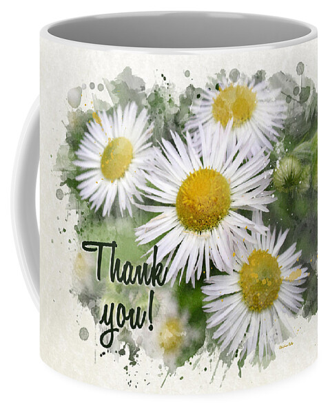 Thank You Coffee Mug featuring the mixed media Daisies Watercolor Thank You Card by Christina Rollo