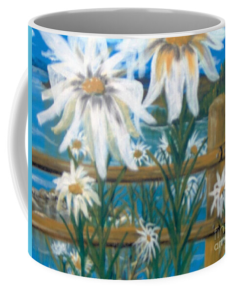 Flowers Coffee Mug featuring the painting Daisy Dance by Saundra Johnson