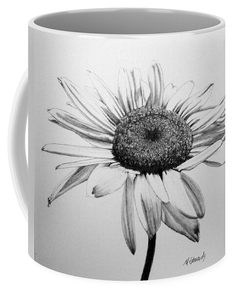 Daisy Coffee Mug featuring the drawing Daisy II by Marna Edwards Flavell