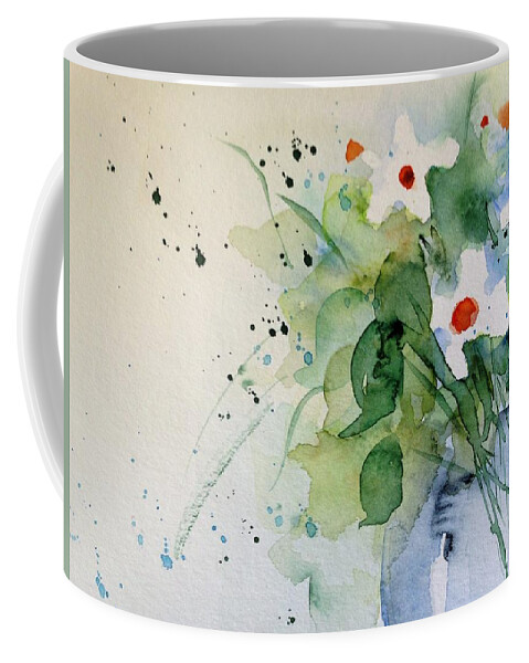 Daisy Coffee Mug featuring the painting Daisy in the vase by Britta Zehm