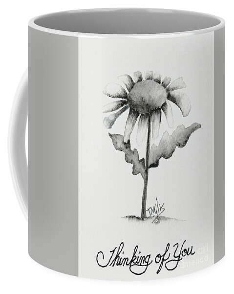 Drawing Coffee Mug featuring the drawing Daisy by Terri Mills