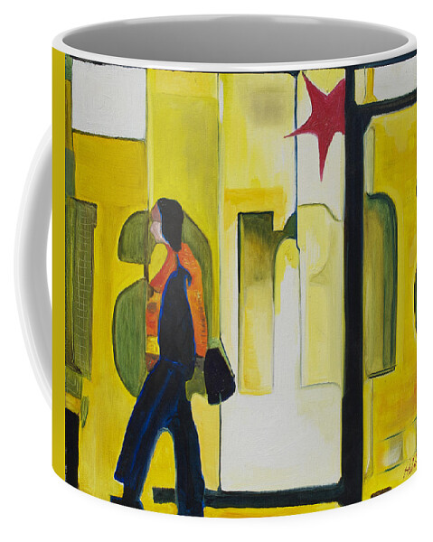 Abstract Coffee Mug featuring the painting Dam Shopper by Patricia Arroyo