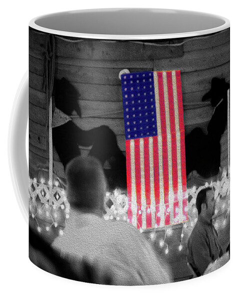 American Flag Coffee Mug featuring the photograph Dance Hall Flag by Mike McGlothlen