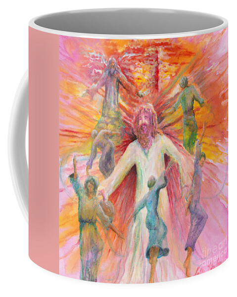 Jesus Coffee Mug featuring the painting Dance of Freedom by Nadine Rippelmeyer