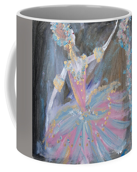 Pink Coffee Mug featuring the painting Dancer in Pink tutu by Judith Desrosiers