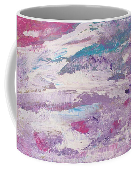 Dancing Clouds Bliss Contentment Delight Elation Enjoyment Euphoria Exhilaration Jubilation Laughter Optimism Peace Of Mind Pleasure Prosperity Well-being Beatitude Blessedness Cheer Cheerfulness Content Deliriums Ecstasy Enchantment Exuberance Felicity Gaiety Geniality Gladness Hilarity Hopefulness Joviality Lighthearted Merriment Mirth  Coffee Mug featuring the painting Dancing Clouds by Sarahleah Hankes