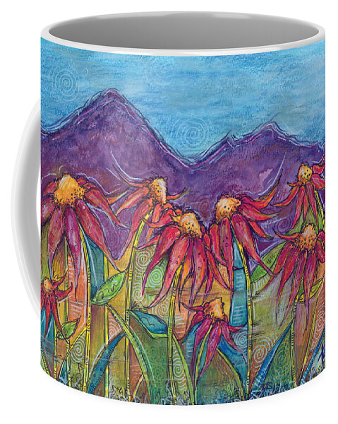 Nature Coffee Mug featuring the painting Dancing Flowers by Tanielle Childers