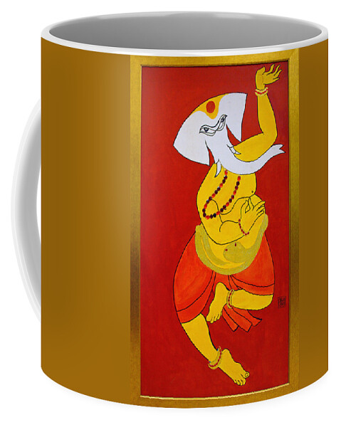 Ganesha Coffee Mug featuring the painting Dancing Ganesha by Guruji Aruneshvar Paris Art Curator Katrin Suter
