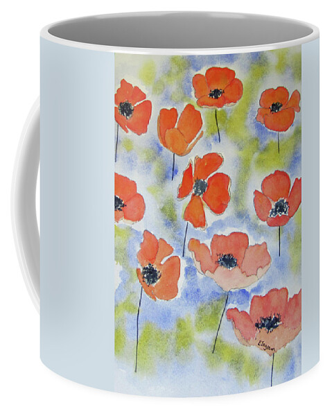 Floral Coffee Mug featuring the painting Dancing Poppies by Elvira Ingram