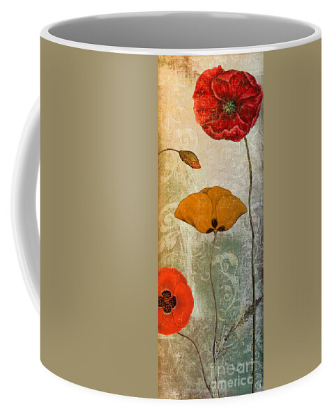 Poppies Coffee Mug featuring the painting Dancing Poppies III by Mindy Sommers