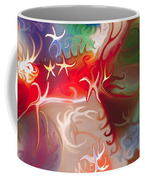 Blue Coffee Mug featuring the painting Dancing Stars by Omaste Witkowski