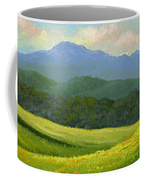 Landscape Coffee Mug featuring the painting Dandelion Meadows by Frank Wilson