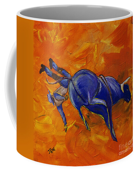 Rodeo Coffee Mug featuring the painting Danny at the Rodeo by Janice Pariza