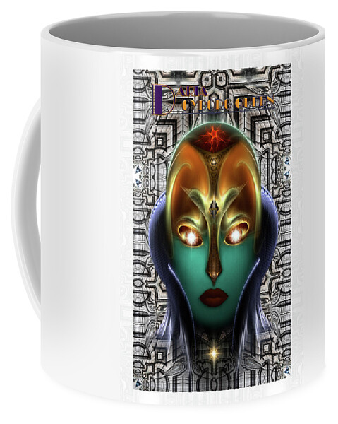 Cyborg Coffee Mug featuring the digital art Daria Cyborg Queen Tech by Rolando Burbon