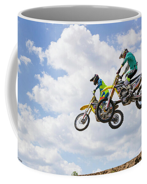 Motorcycle Coffee Mug featuring the photograph Daring Duo by Fran Gallogly