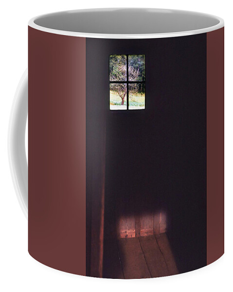 Cabin Coffee Mug featuring the photograph Dark Cabin Window by Ted Keller