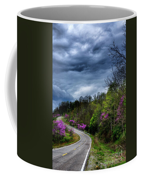 Spring Coffee Mug featuring the photograph Dark Clouds over Redbud Highway by Thomas R Fletcher