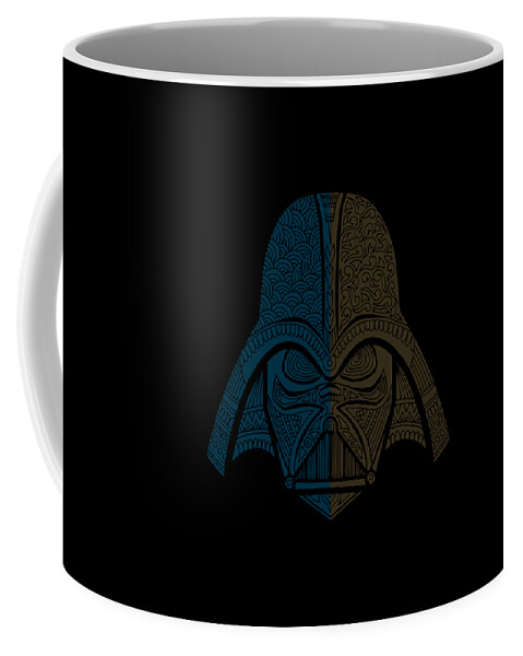 Darth Vader Coffee Mug featuring the mixed media Darth Vader - Star Wars Art - Blue Brown by Studio Grafiikka