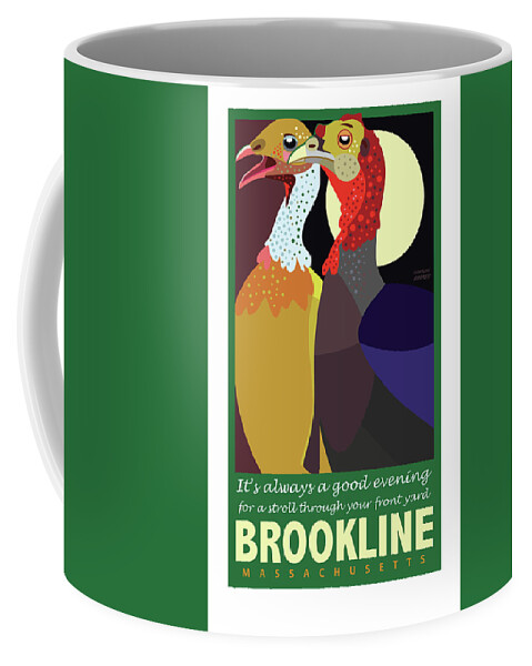 Brookline Turkeys Coffee Mug featuring the digital art Date Night by Caroline Barnes