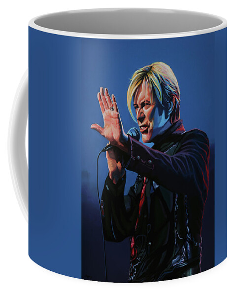 David Bowie Coffee Mug featuring the painting David Bowie Live Painting by Paul Meijering