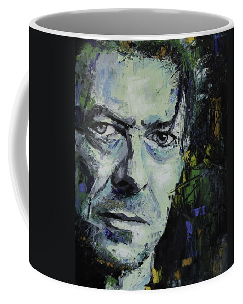 David Bowie Coffee Mug featuring the painting David Bowie by Richard Day